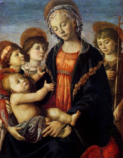 BOTTICELLI, Sandro The Virgin and Child with Two Angels and the Young St John the Baptist china oil painting image